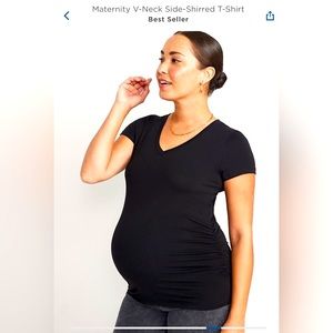 Old Navy Maternity V-neck side shirred top in Black, Size small